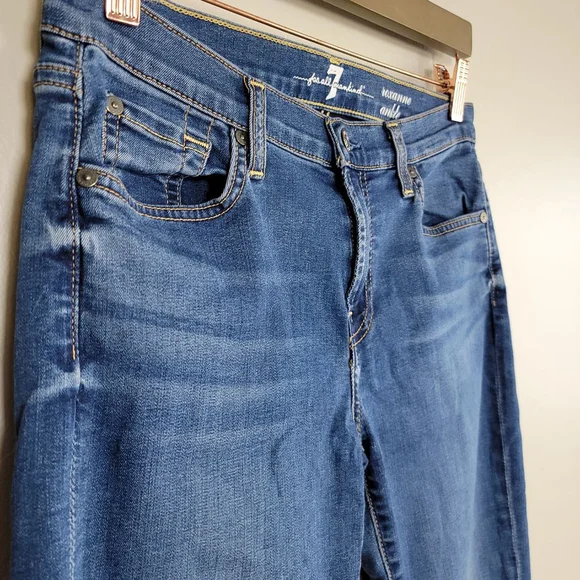7 For All Mankind Roxanne Skinny Ankle Jeans Frayed Raw Hem Mid Rise 7FAM 28 - Picture 6 of 12